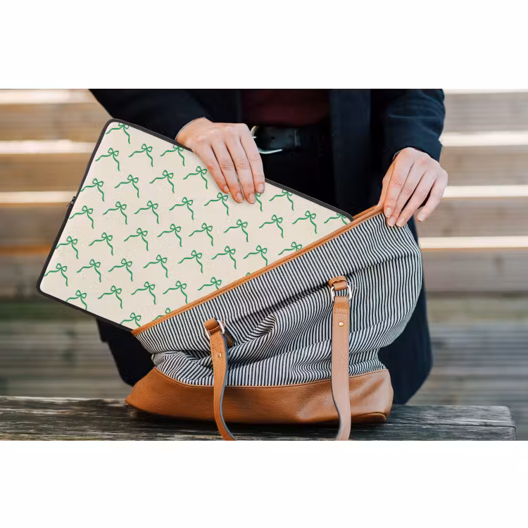 Laptophoes Strik - Crème - Groen - Kerst — 4