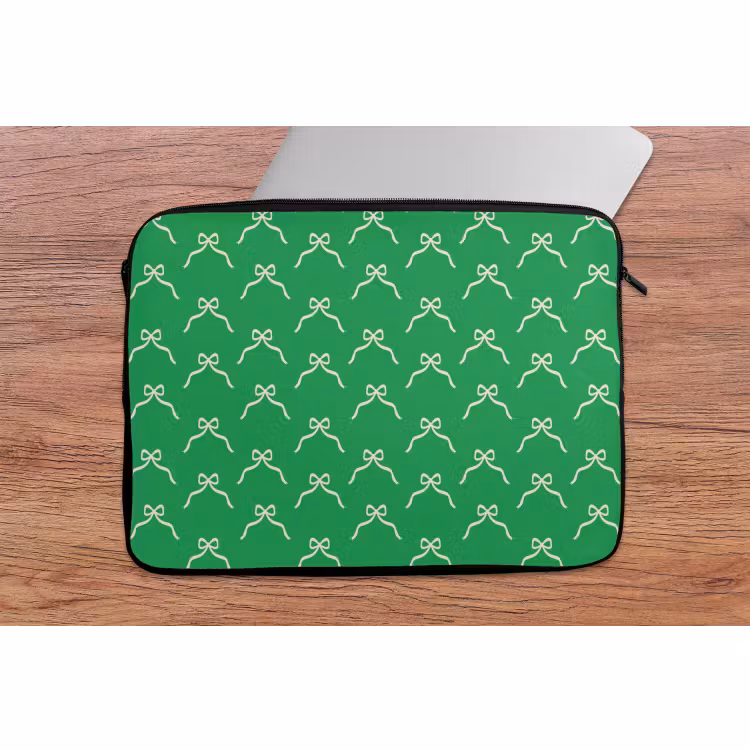 Laptophoes Strik - Kerst - Groen - Wit — 2
