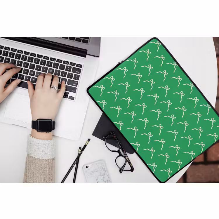 Laptophoes Strik - Kerst - Groen - Wit — 3