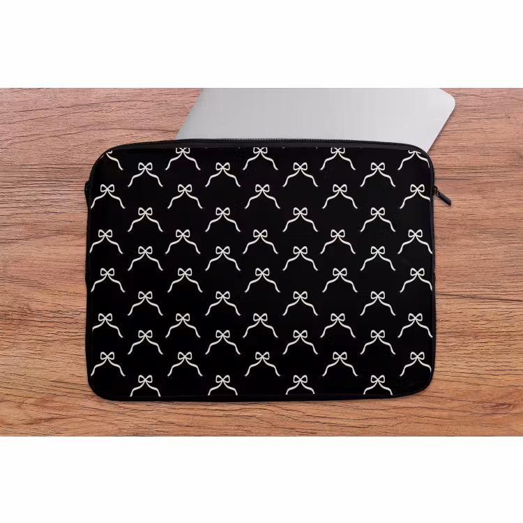 Laptophoes Strik - Kerst - Zwart - Wit — 2