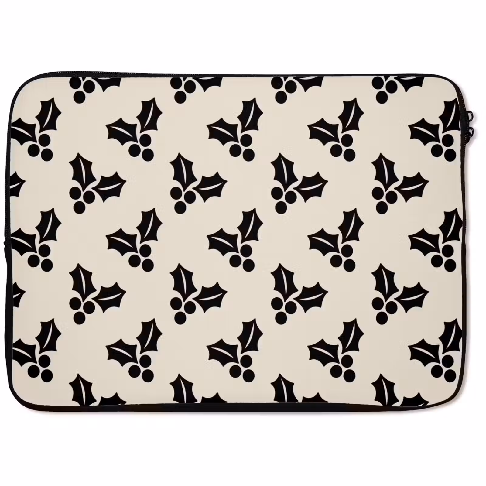 Laptophoes Hulst - Wit - Zwart - Kerst — 1
