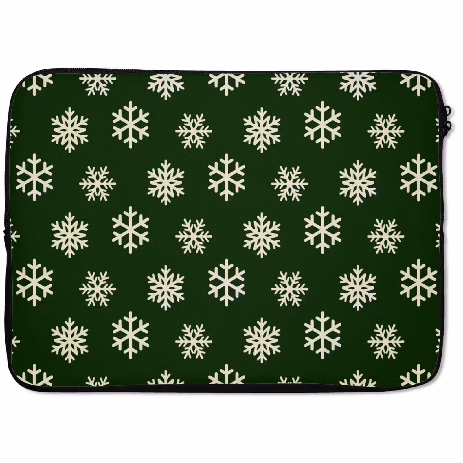 Laptophoes Sneeuwvlok - Groen - Wit - Kerst — 1