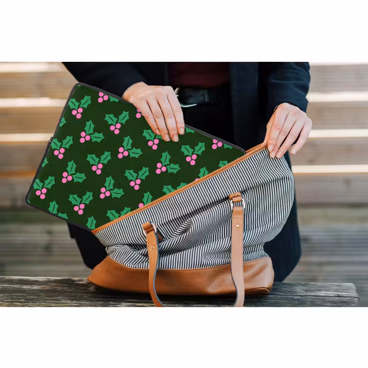 Laptophoes Hulst - Groen - Roze - Kerst — 4