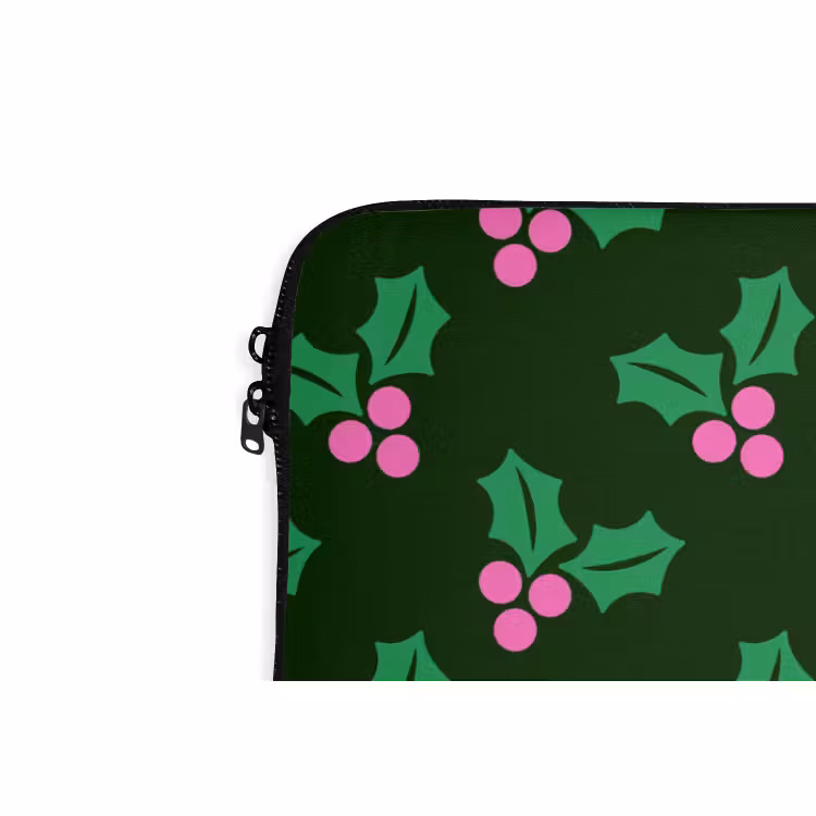 Laptophoes Hulst - Groen - Roze - Kerst — 5