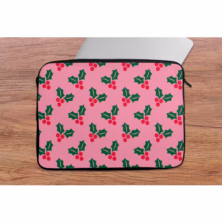 Laptophoes Hulst - Kerst - Roze — 2