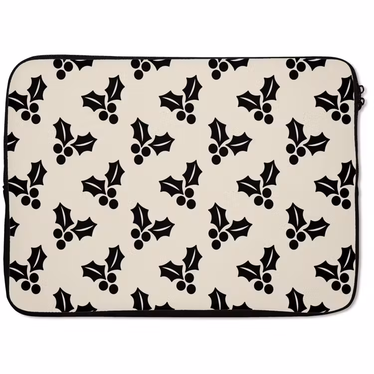 Laptophoes Hulst - Wit - Zwart - Kerst — 1