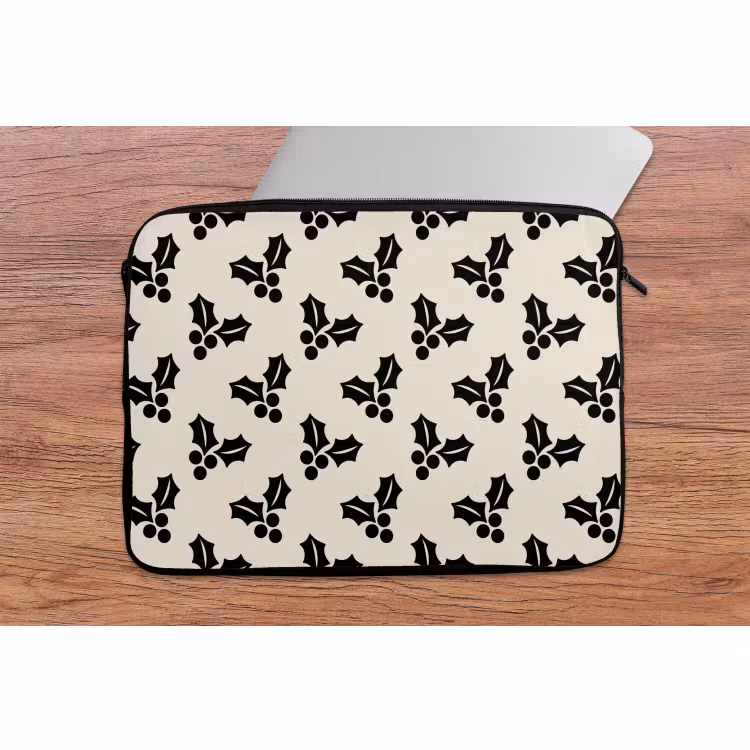 Laptophoes Hulst - Wit - Zwart - Kerst — 2