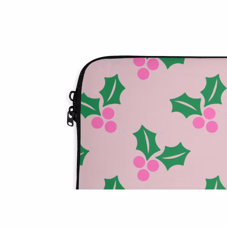 Laptophoes Kerst - Hulst - Roze — 5