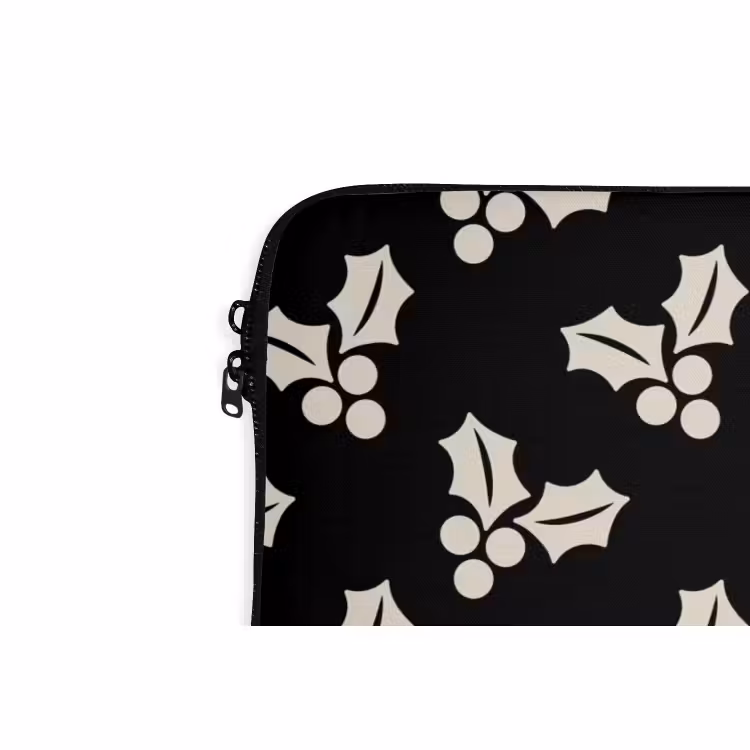 Laptophoes Kerst - Zwart - Wit - Hulst — 5