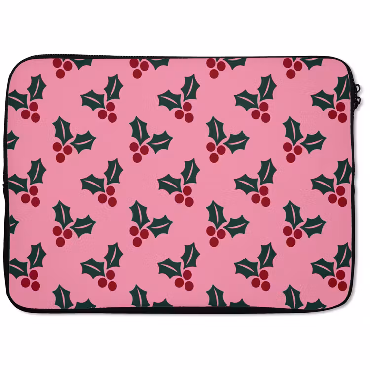 Laptophoes Roze - Kerst - Hulst — 1