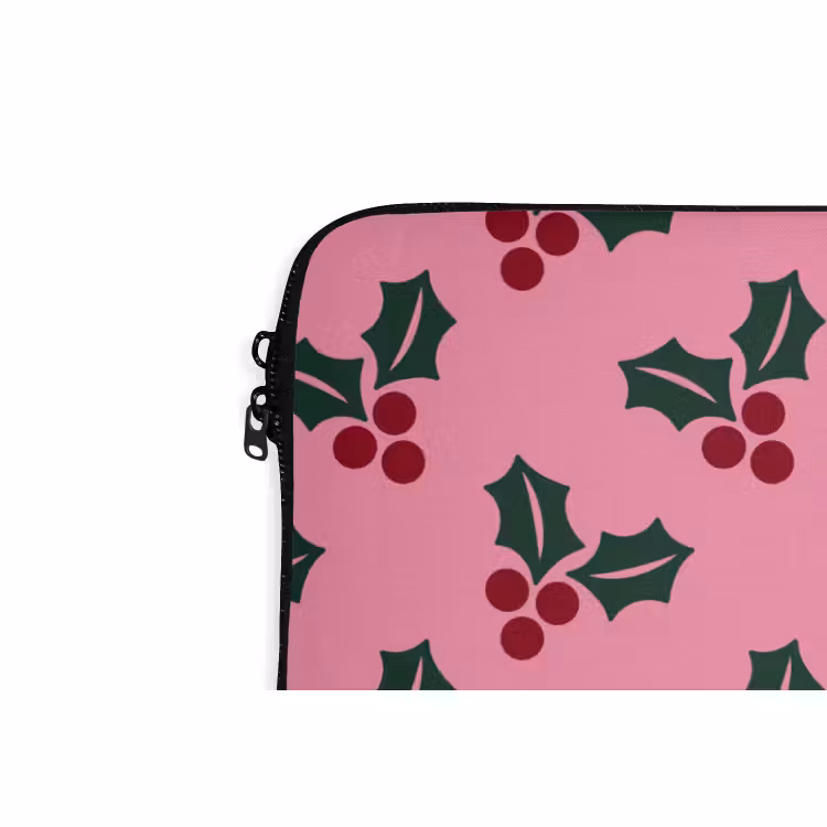 Laptophoes Roze - Kerst - Hulst — 5