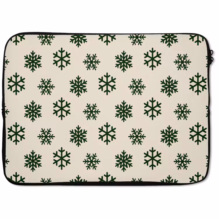 Laptophoes Sneeuwvlok - Crème - Groen - Kerst — 1