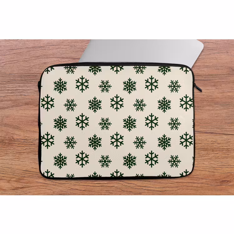 Laptophoes Sneeuwvlok - Crème - Groen - Kerst — 2