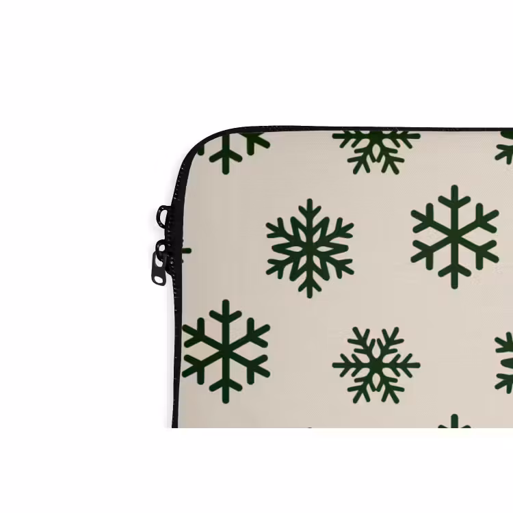 Laptophoes Sneeuwvlok - Crème - Groen - Kerst — 5