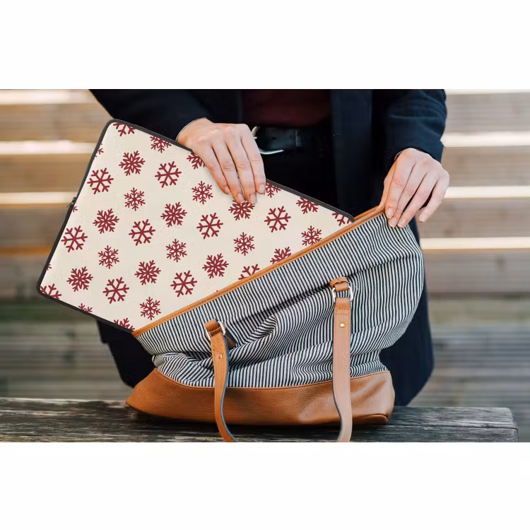 Laptophoes Sneeuwvlok - Crème - Rood — 4