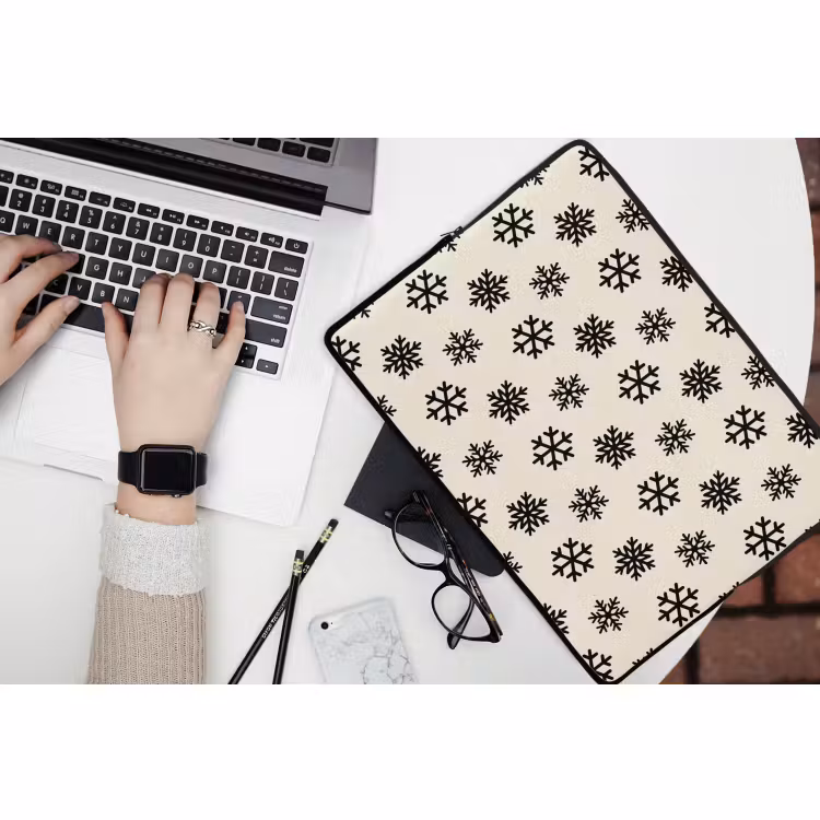 Laptophoes Sneeuwvlok - Crème - Wit — 3