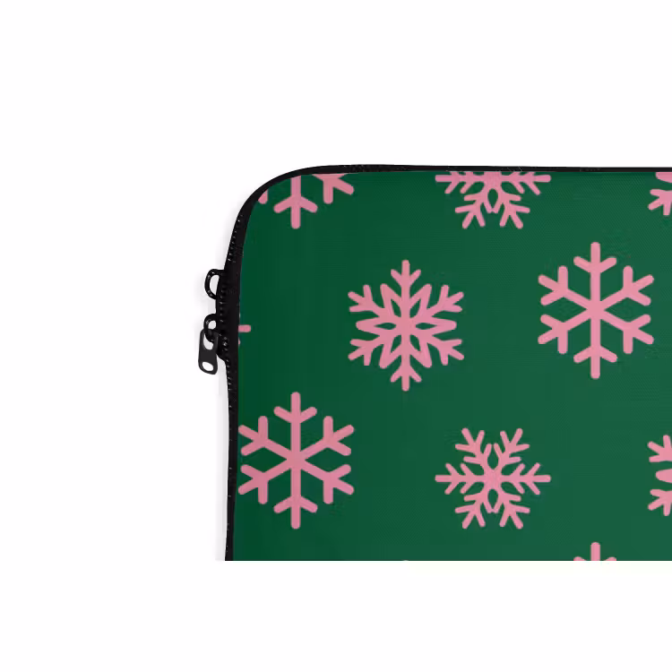 Laptophoes Sneeuwvlok - Groen - Roze - Kerst — 5