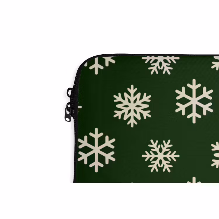 Laptophoes Sneeuwvlok - Groen - Wit - Kerst — 5
