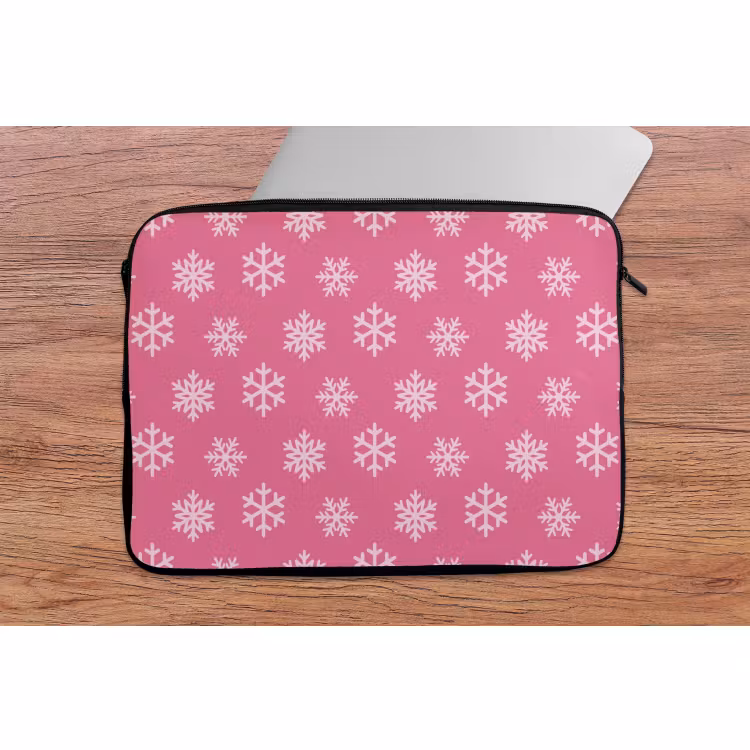 Laptophoes Sneeuwvlok - Kerst - Roze — 2