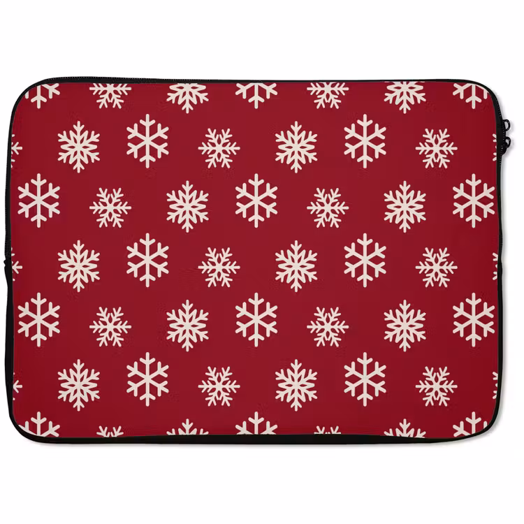 Laptophoes Sneeuwvlok - Rood - Wit - Kerst — 1