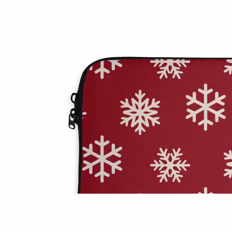 Laptophoes Sneeuwvlok - Rood - Wit - Kerst — 5