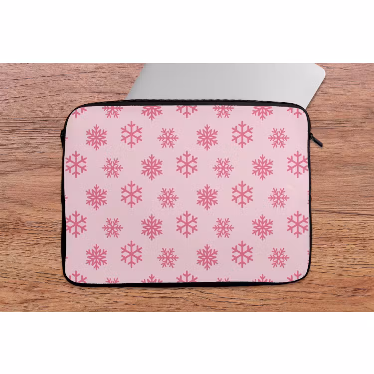 Laptophoes Sneeuwvlok - Roze - Kerst — 2