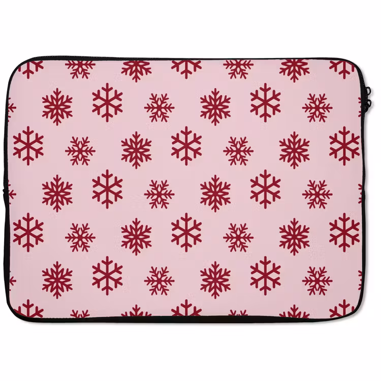 Laptophoes Sneeuwvlok - Roze - Rood - Kerst — 1