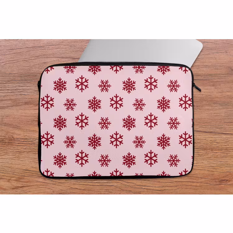 Laptophoes Sneeuwvlok - Roze - Rood - Kerst — 2