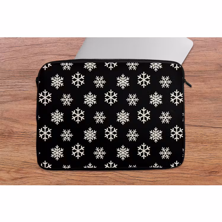 Laptophoes Sneeuwvlok - Zwart - Wit - Kerst — 2