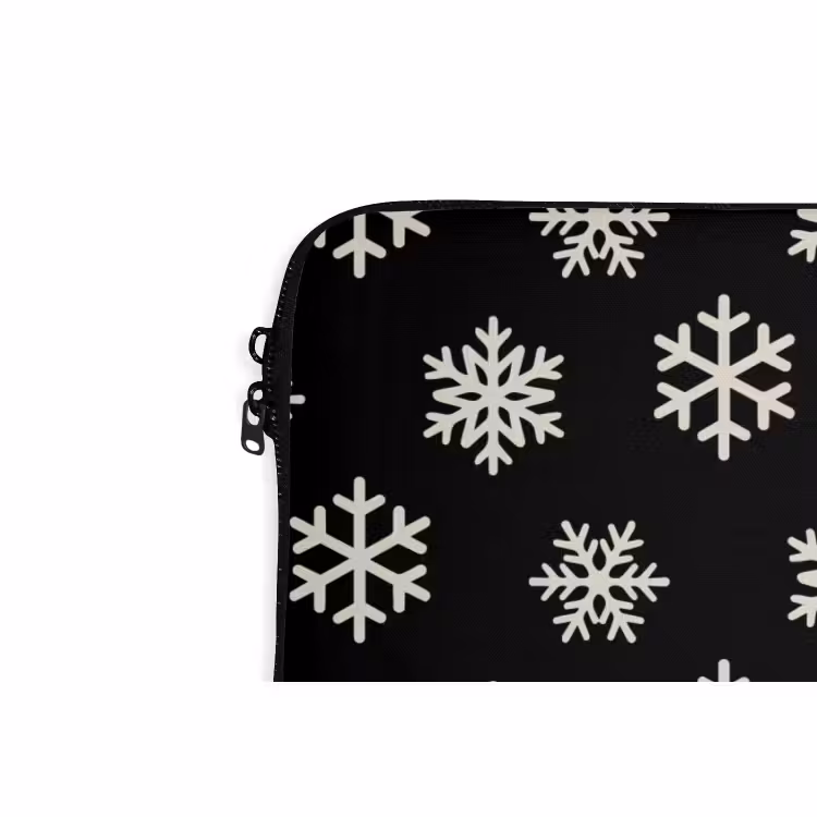 Laptophoes Sneeuwvlok - Zwart - Wit - Kerst — 5