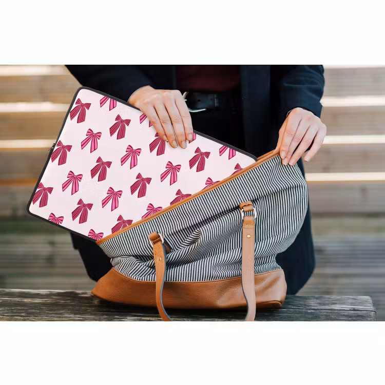 Laptophoes Strikken - Kerst - Roze — 4
