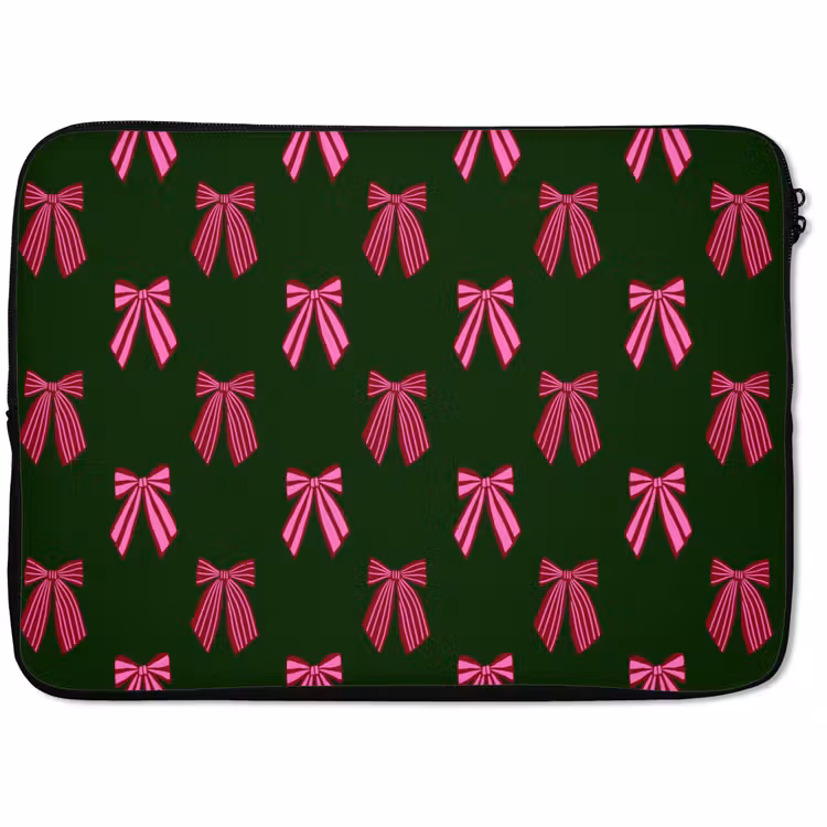 Laptophoes Strikken - Kerst - Roze - Groen — 1