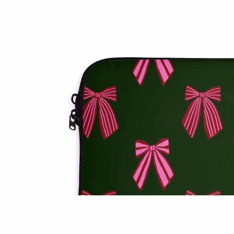 Laptophoes Strikken - Kerst - Roze - Groen — 5