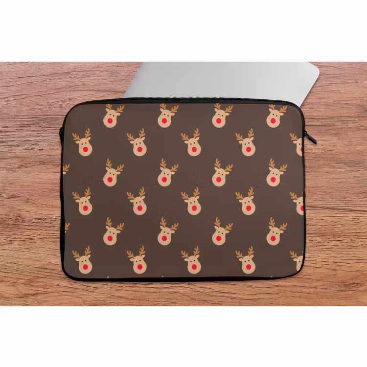 Laptophoes Kerst - Rendieren - Bruin — 2