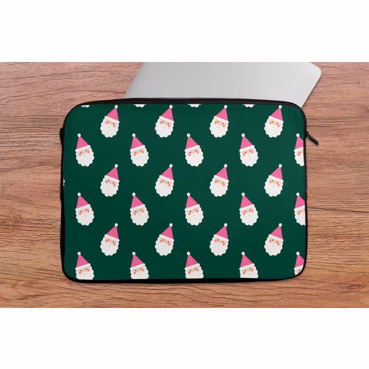 Laptophoes Kerstman - Kerst - Groen - Roze — 2