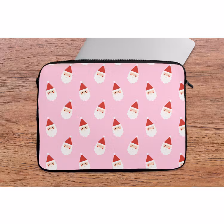 Laptophoes Kerstman - Kerst - Roze — 2