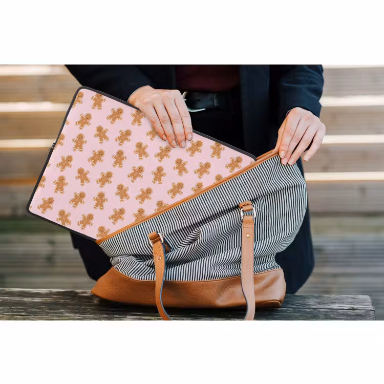 Laptophoes Peperkoek - Bruin - Roze - Kerst — 4