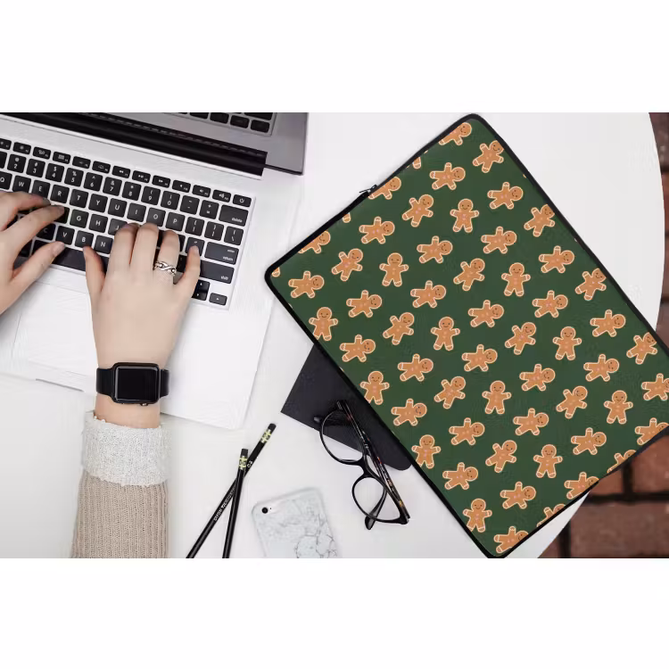 Laptophoes Peperkoek - Kerst - Groen - Bruin — 3