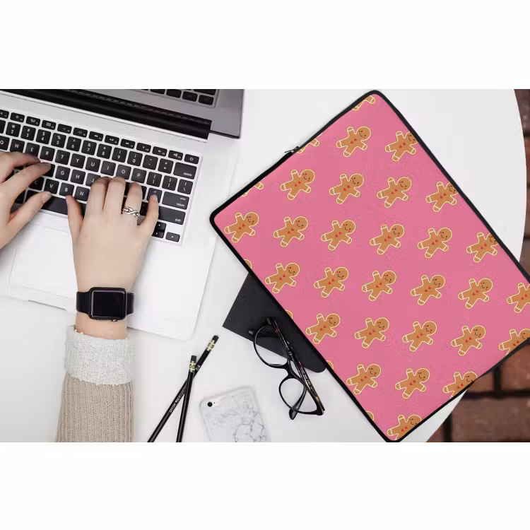 Laptophoes Peperkoek - Kerst - Roze - Bruin — 3