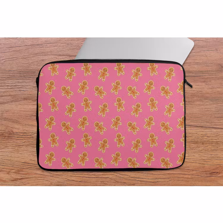 Laptophoes Peperkoek - Roze - Bruin - Kerst — 2