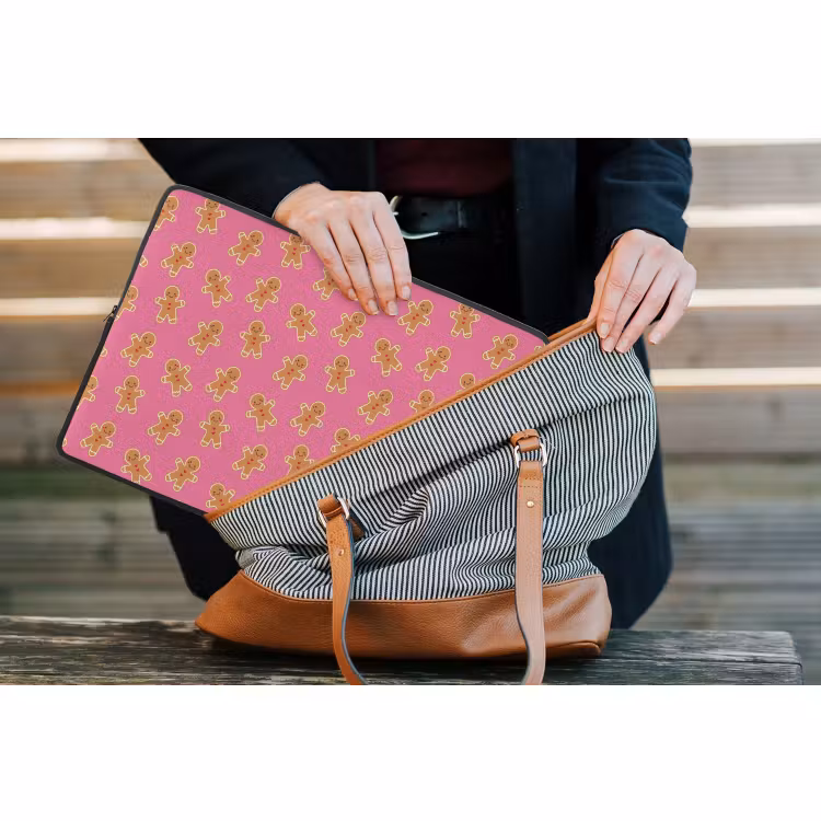 Laptophoes Peperkoek - Roze - Bruin - Kerst — 4