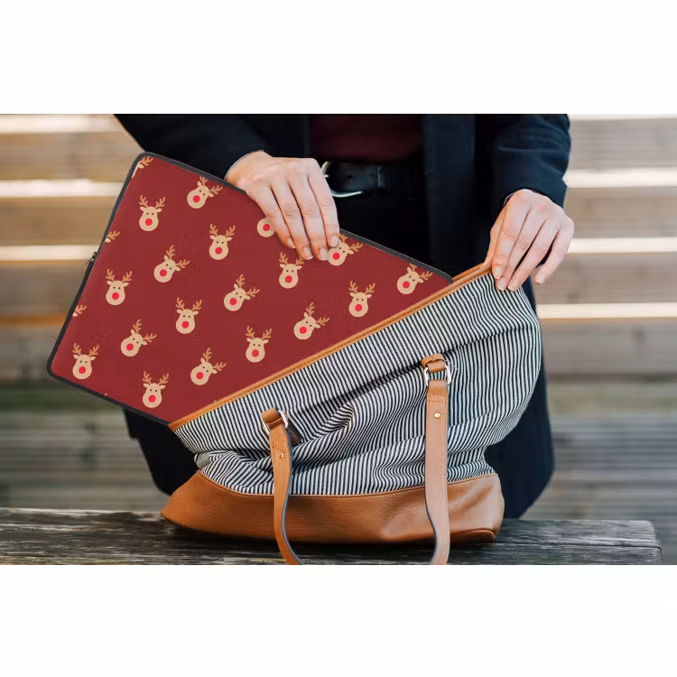 Laptophoes Rendieren - Kerst - Rood - Bruin — 4