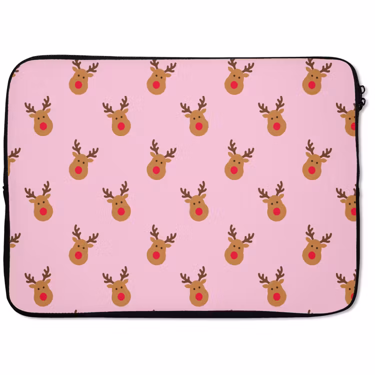 Laptophoes Rendieren - Kerst - Roze - Rood — 1
