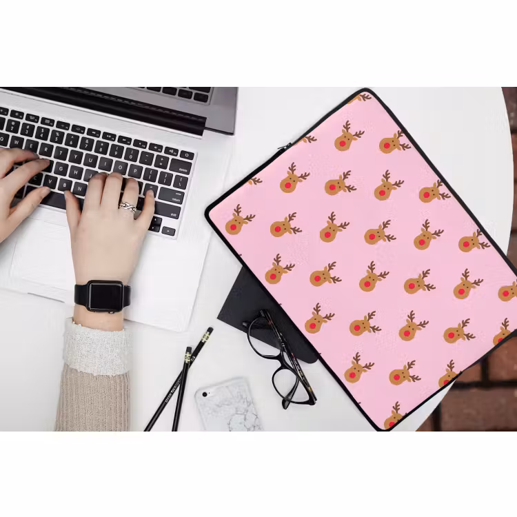 Laptophoes Rendieren - Kerst - Roze - Rood — 3