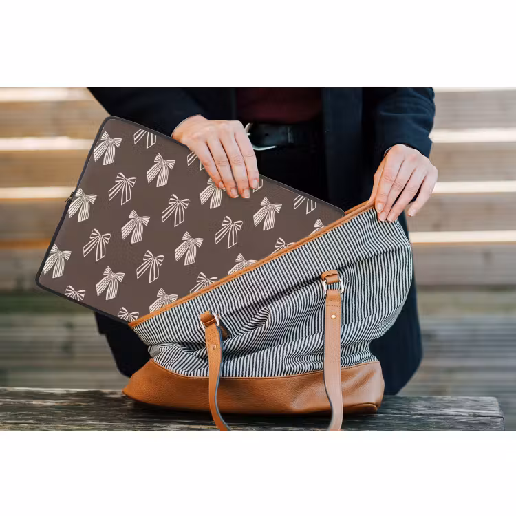 Laptophoes Strikken - Kerst - Bruin - Crème — 4