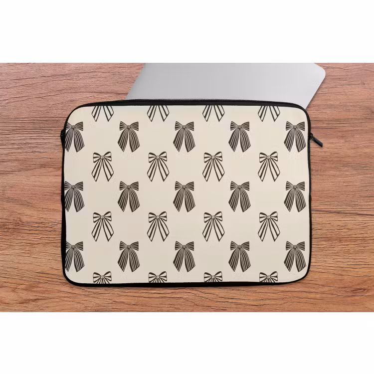 Laptophoes Strikken - Kerst - Crème - Zwart — 2