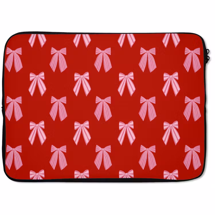 Laptophoes Strikken - Kerst - Rood - Roze — 1