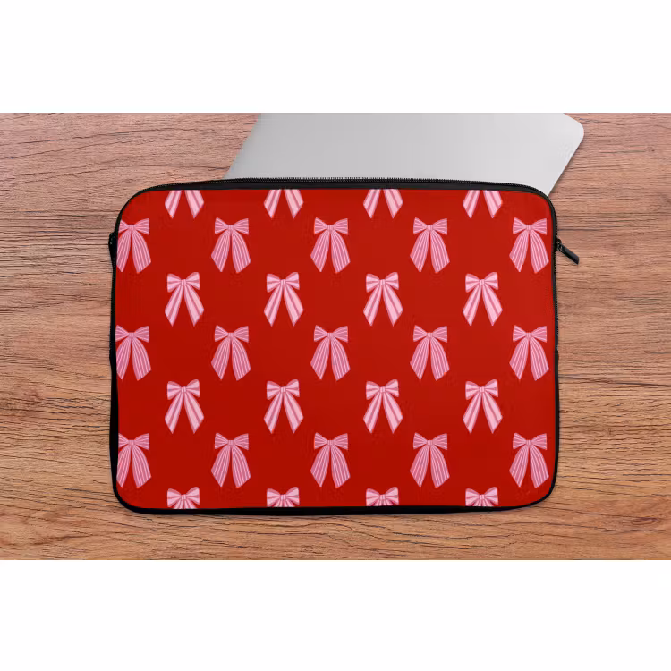 Laptophoes Strikken - Kerst - Rood - Roze — 2