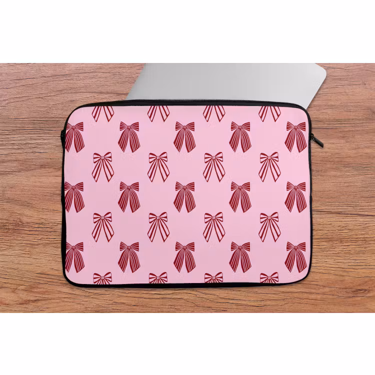 Laptophoes Strikken - Kerst - Roze - Burgundy — 2