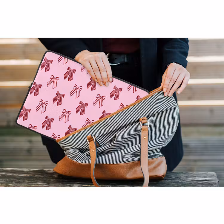 Laptophoes Strikken - Kerst - Roze - Burgundy — 4